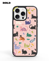 Pink Cat Pattern - iPhone 14 Pro