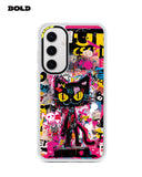 Black Comic Cat - Samsung S25 Plus